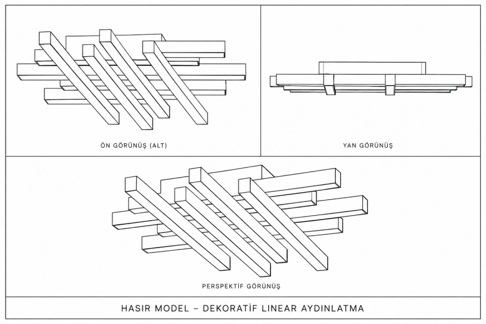 Hasır Model Modern LED Sarkıt Avize Dekoratif Linear Aydınlatma