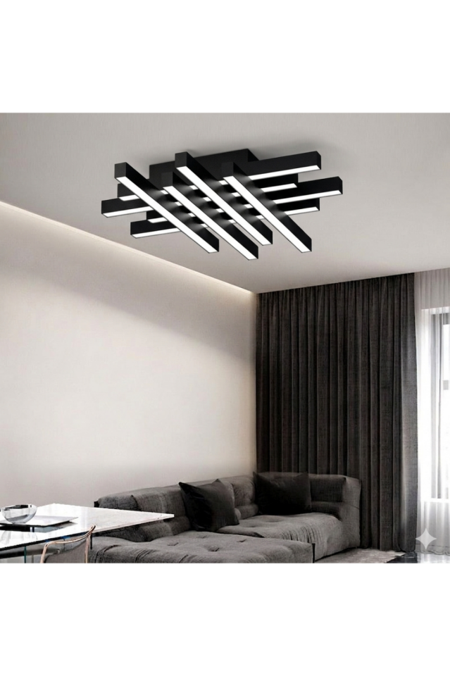 Hasır Model Modern LED Sarkıt Avize Dekoratif Linear Aydınlatma Cafe Restoran İçin 8x100 - 6500K - ANTRASİT - Askısız