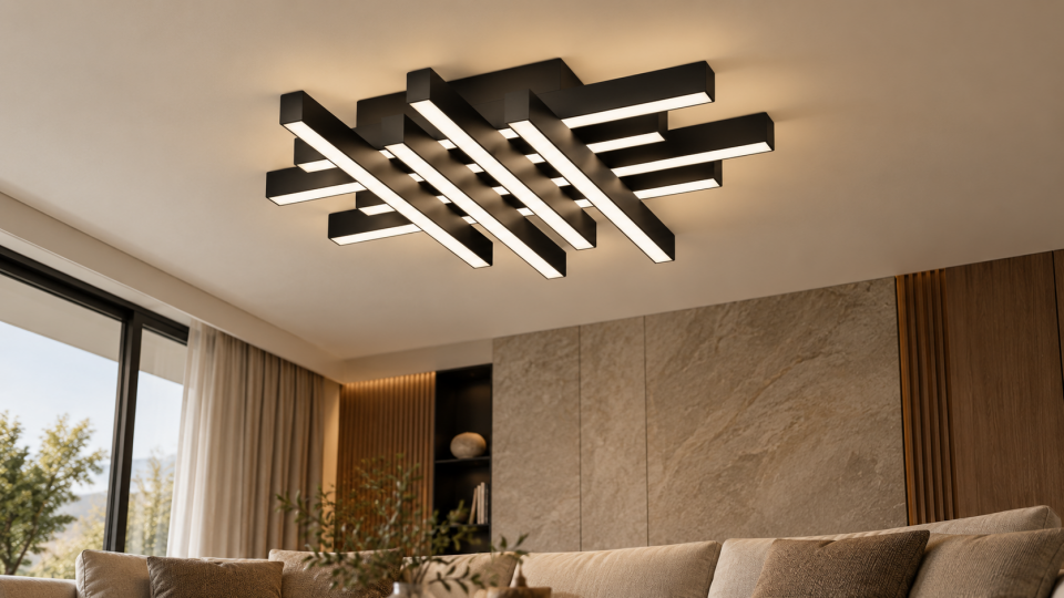 Hasır Model Modern LED Sarkıt Avize Dekoratif Linear Aydınlatma Cafe Restoran İçin 8x100 - 6500K - ANTRASİT - Askısız