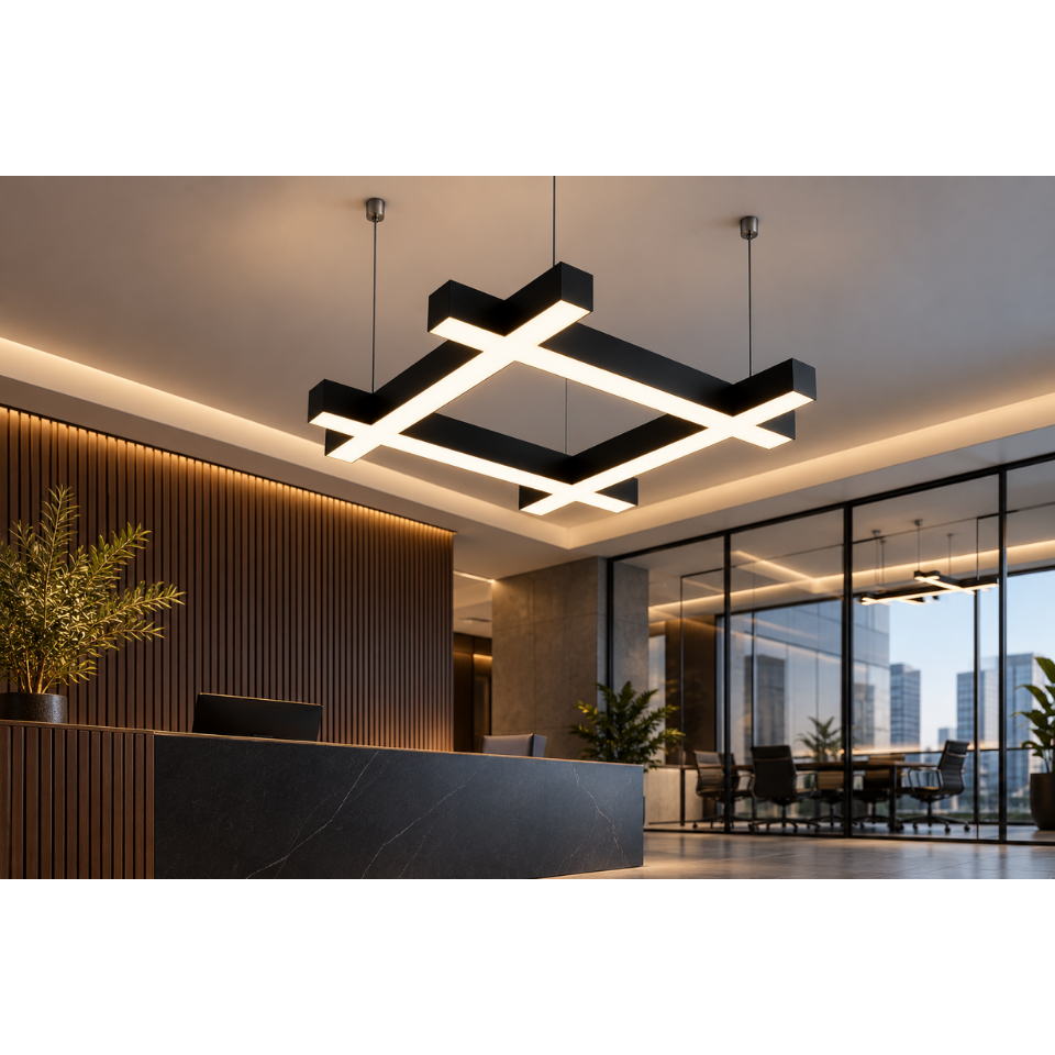 Modern lobide geometrik dekoratif linear LED avize