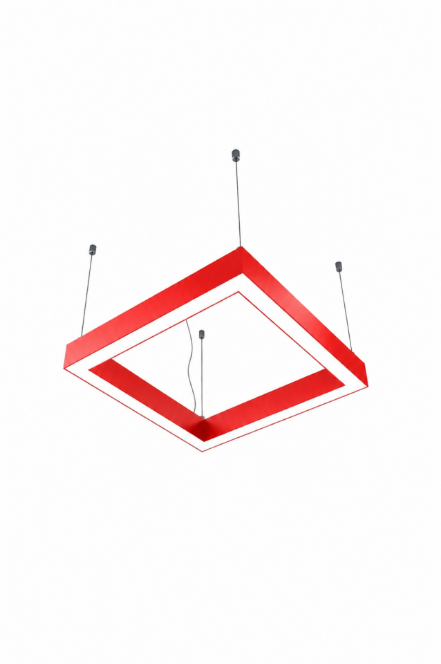 Modern Kırmızı Kare LED Sarkıt Avize Minimalist Dekoratif Linear Aydınlatma