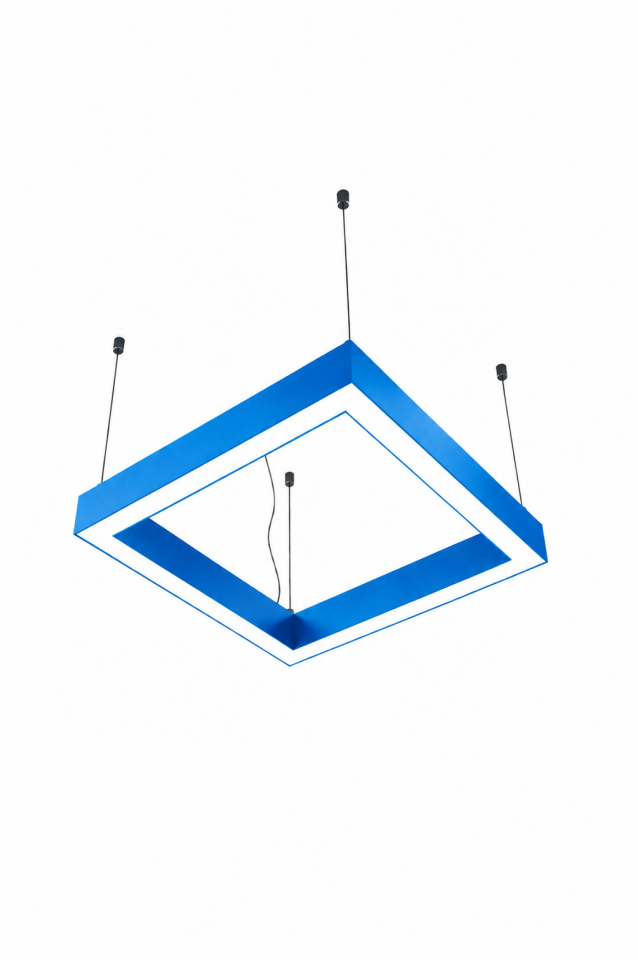 Modern Mavi Kare LED Sarkıt Avize Minimalist Dekoratif Linear Aydınlatma