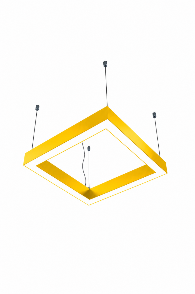 Modern Sarı Kare LED Sarkıt Avize Minimalist Dekoratif Linear Aydınlatma
