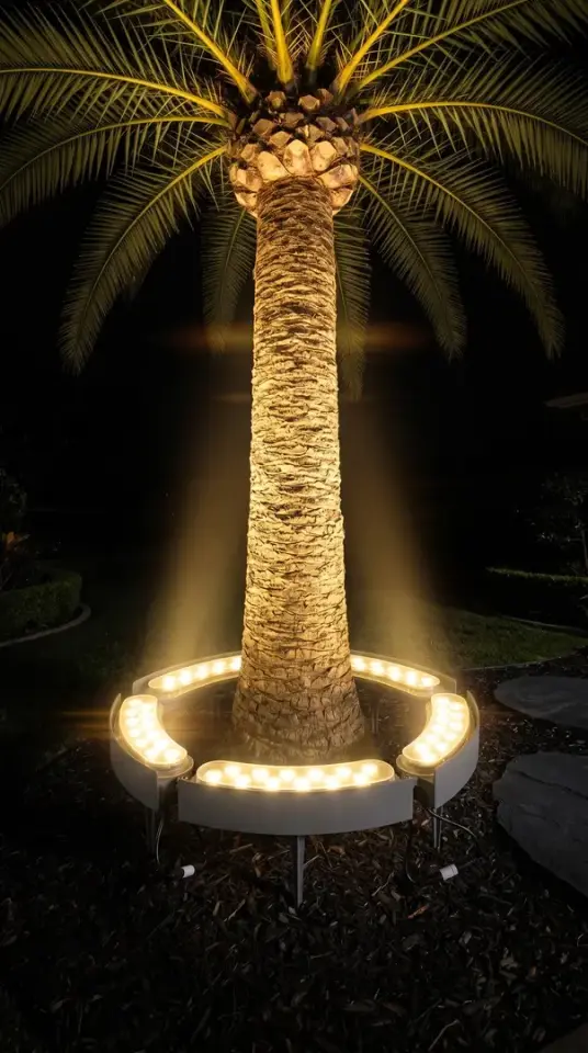 Led Halka Palmiye Ağaç Aydınlatma Armatürü IP68 Su Korumalı AMBER - 40 CM - KAZIKLI
