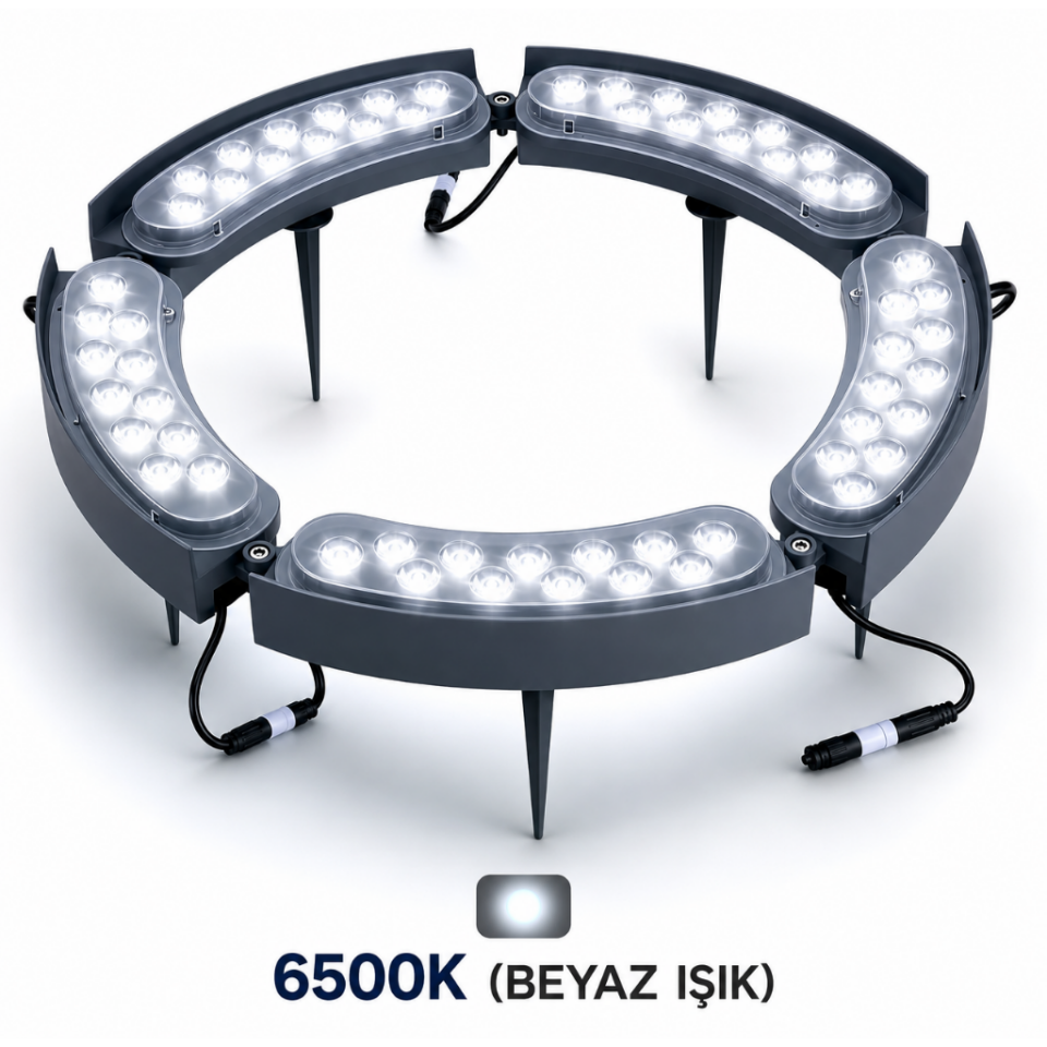 6500K Beyaz Led Halka Palmiye Ağaç ve Sütun Aydınlatma