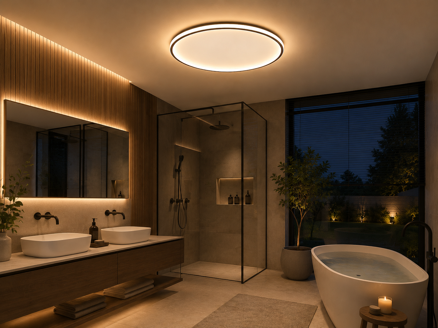 NİDA Modern Yuvarlak LED Plafonyer Tavan Aydınlatma 60W Siyah Kasa 3 Renk Modlu 40 CM